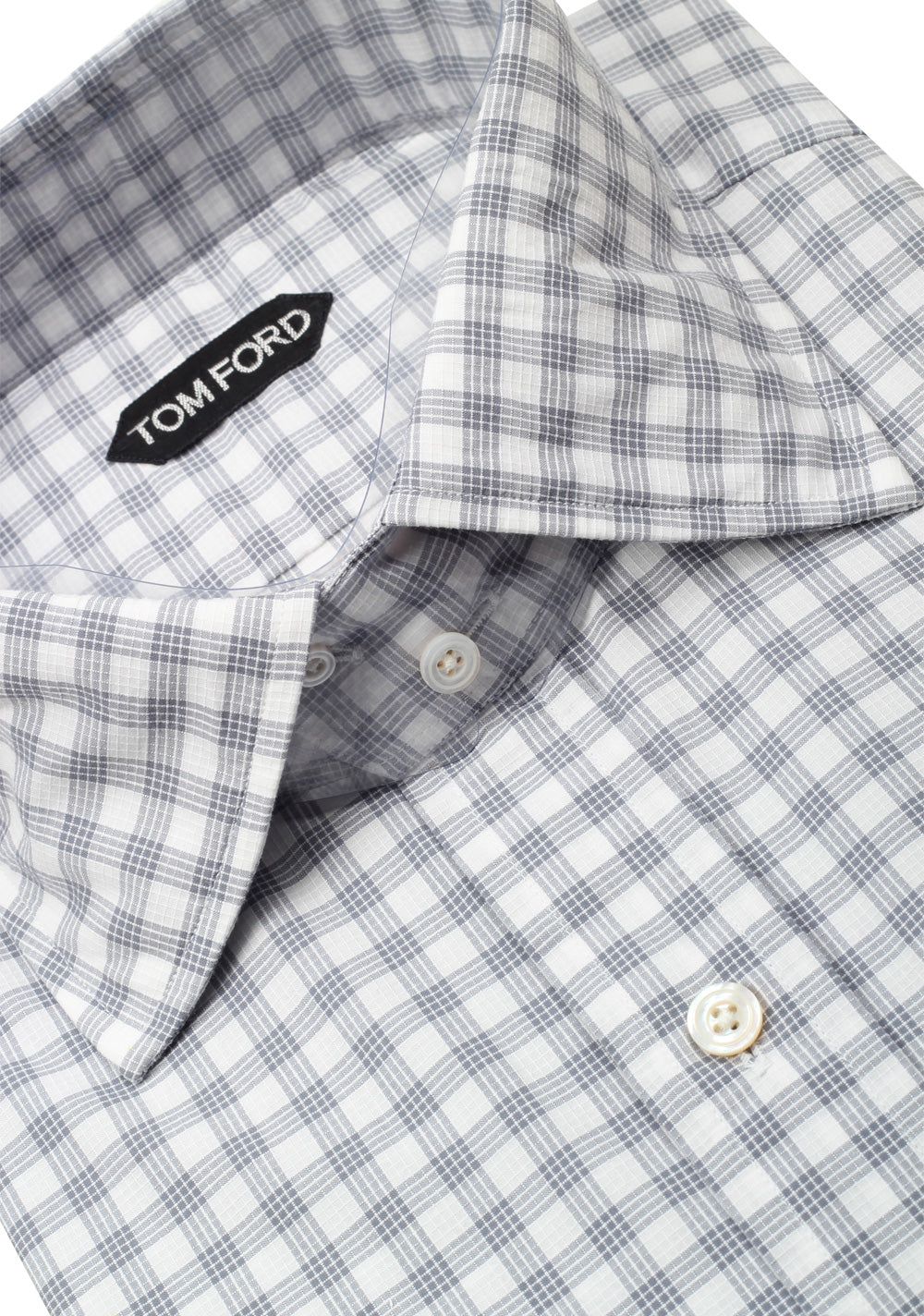 TOM FORD Checked Gray Dress Shirt Size 45 / 17,75 U.S.