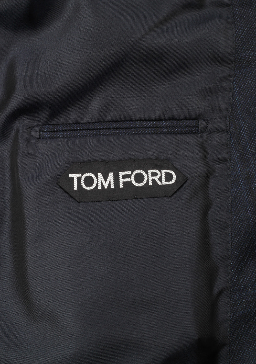 TOM FORD Shelton Checked Blue Suit Size 54 / 44R U.S. In Wool Silk