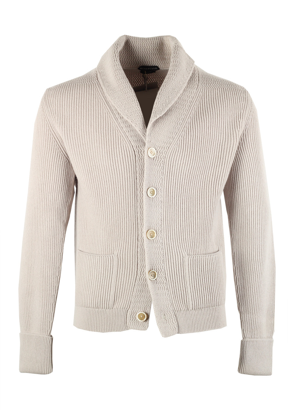 TOM FORD Beige Shawl Collar Cardigan 007 / McQueen Size 52 / 42R U.S. in Cashmere