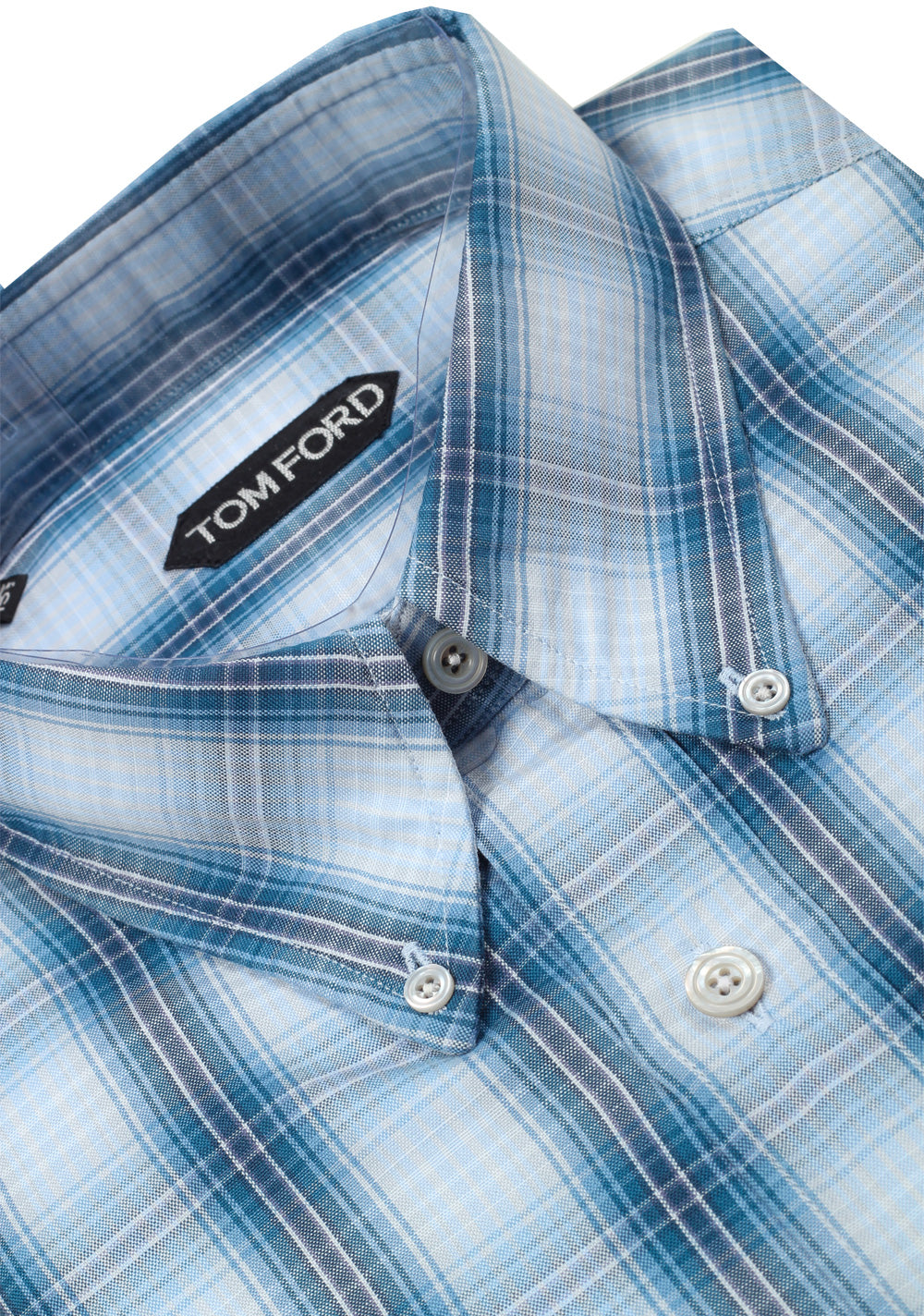 TOM FORD Checked Blue Button Down Casual Shirt Size 39 / 15,5 U.S.