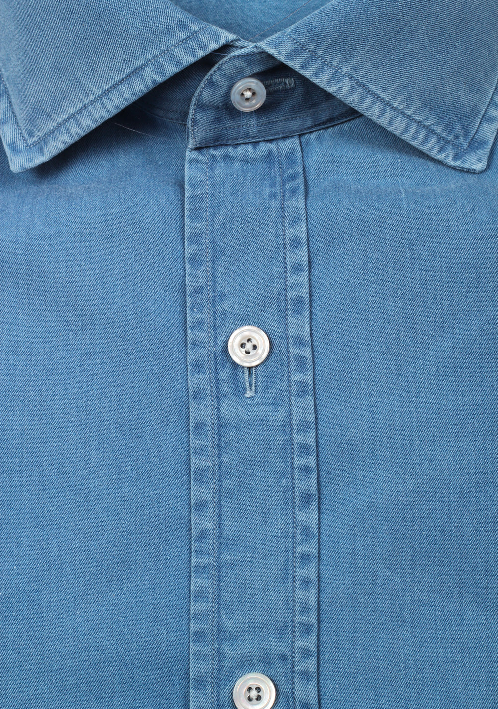 TOM FORD Solid Blue Denim Dress Shirt Size 44 / 17,5 U.S.