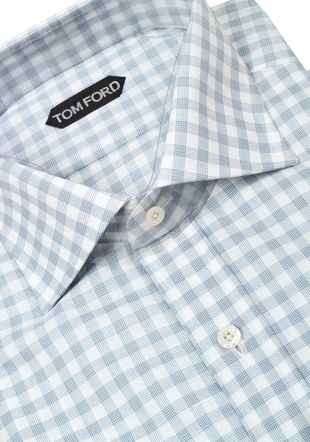 TOM FORD Checked Blue Dress Shirt Size 45 / 17,75 U.S.