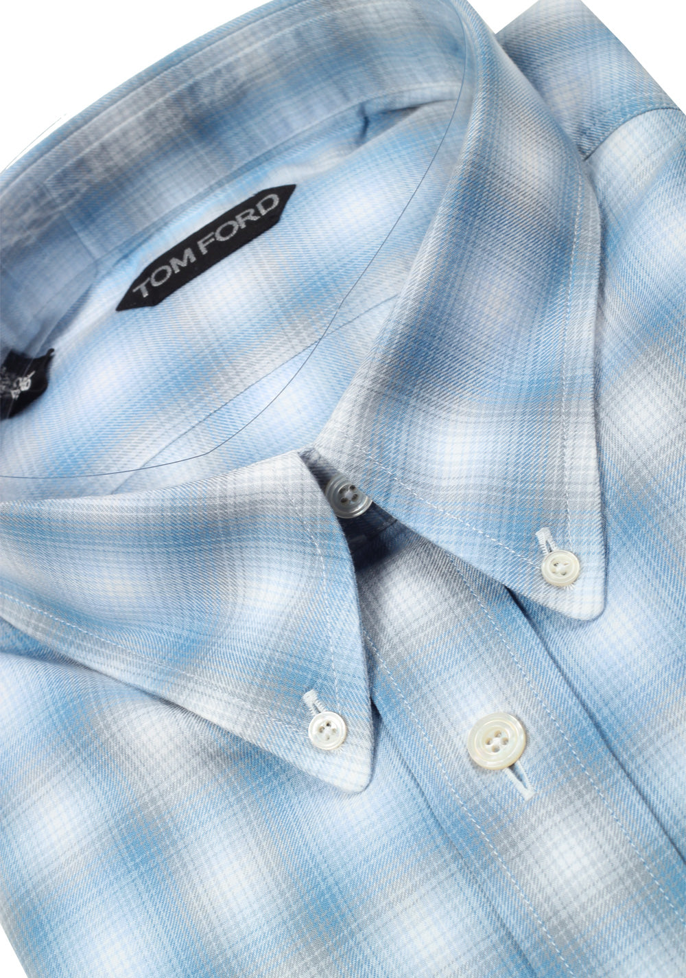 TOM FORD Checked White Blue Button Down Casual Shirt Size 40 / 15,75 U.S.