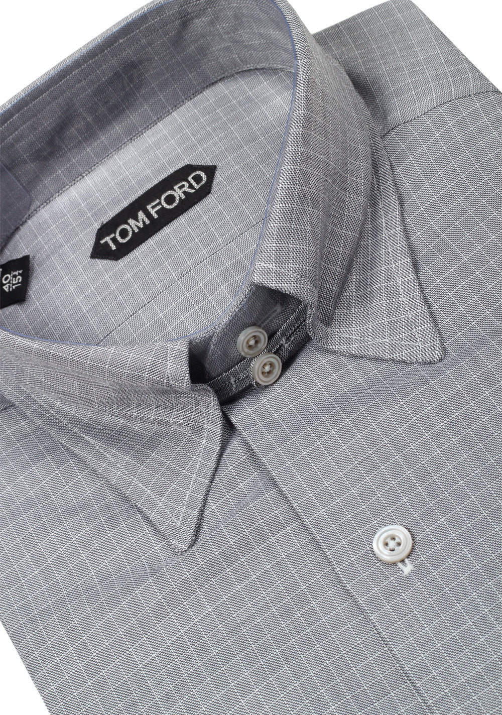 TOM FORD Checked Gray High Collar Dress Shirt Size 40 / 15,75 U.S.