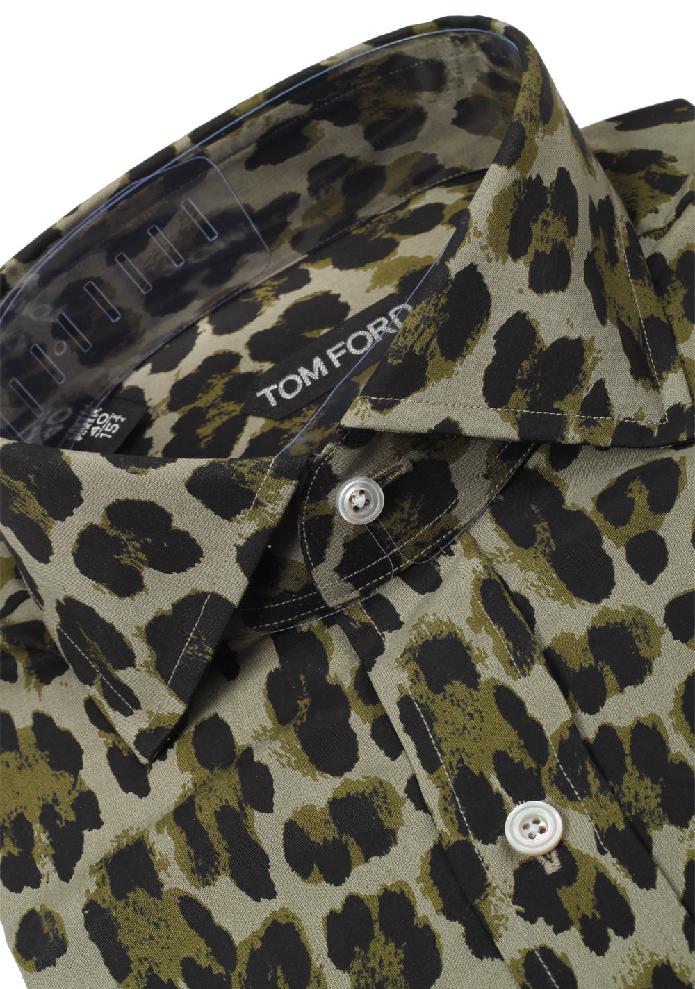 TOM FORD Green Leopard Dress Shirt Size 40 / 15,75 U.S.