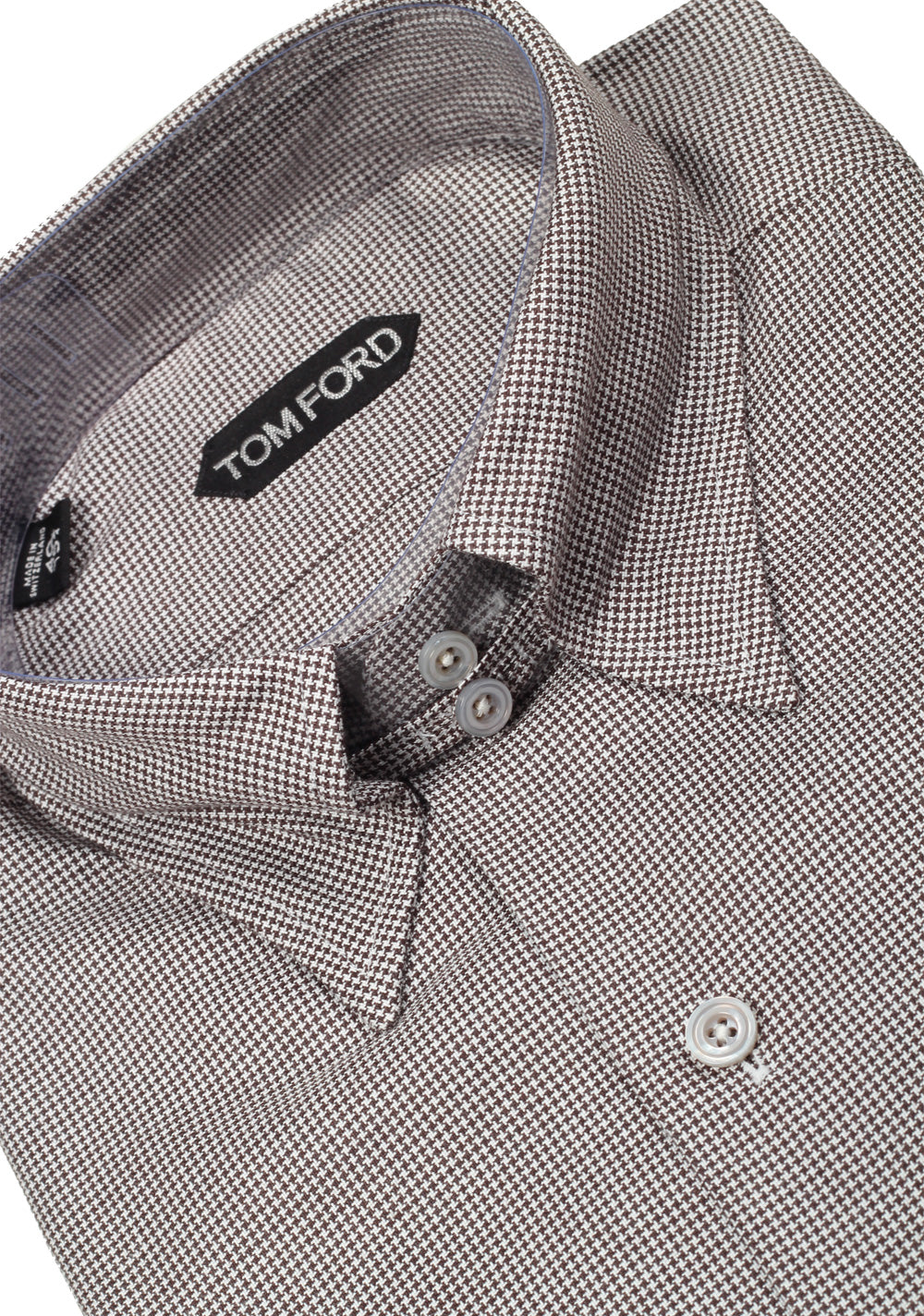 TOM FORD Checked Gray High Collar Dress Shirt Size 40 / 15,75 U.S.