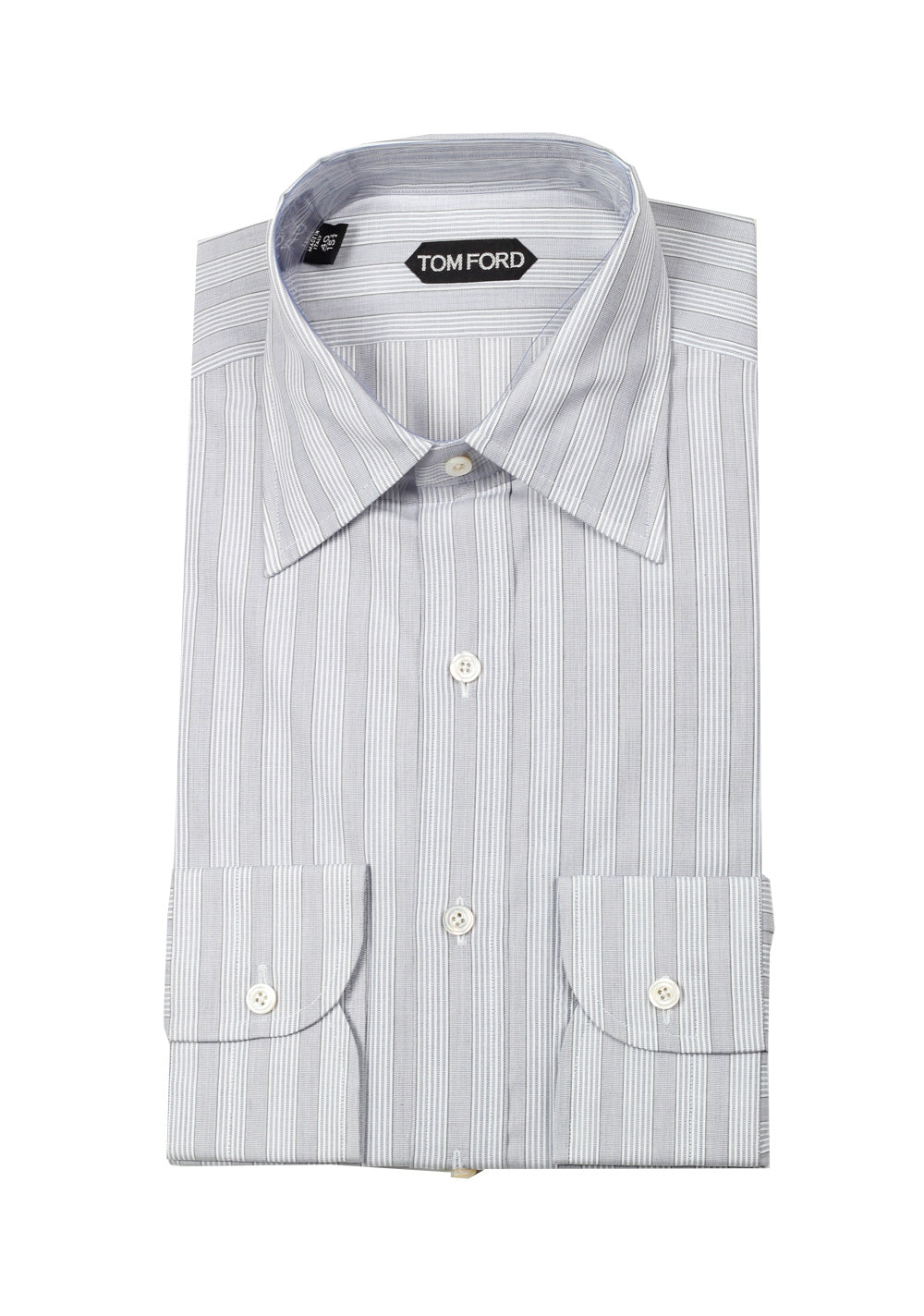 TOM FORD Striped Gray High Collar Dress Shirt Size 40 / 15,75 U.S.