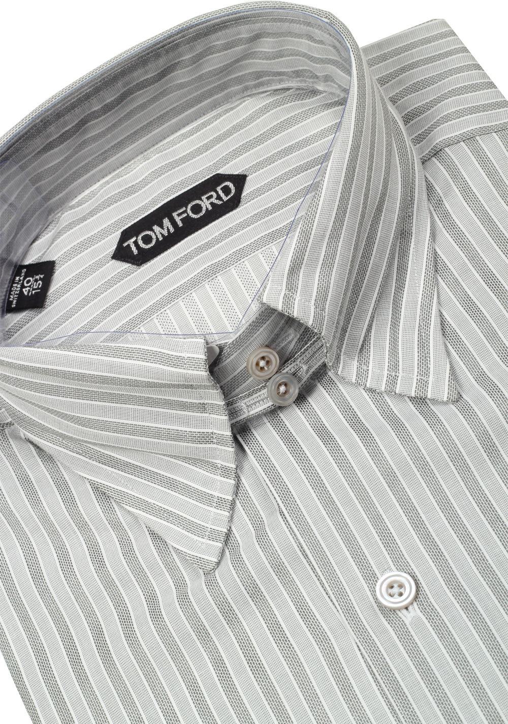 TOM FORD Striped Gray High Collar Dress Shirt Size 40 / 15,75 U.S.