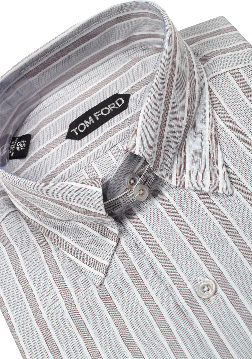 TOM FORD Striped Gray High Collar Dress Shirt Size 40 / 15,75 U.S.