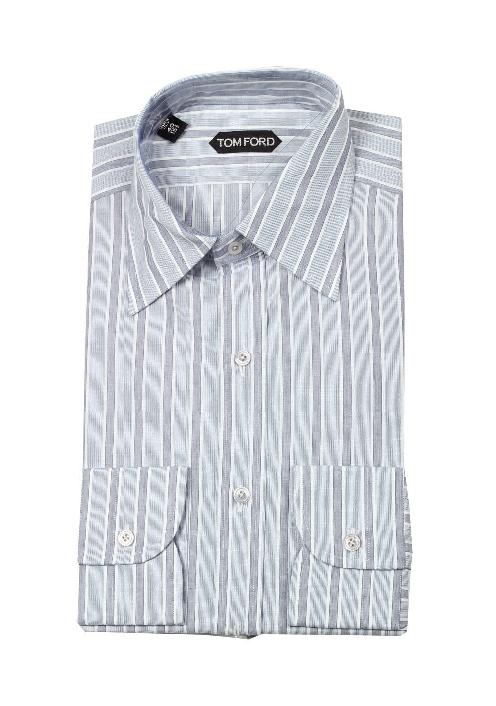 TOM FORD Striped Gray High Collar Dress Shirt Size 40 / 15,75 U.S.