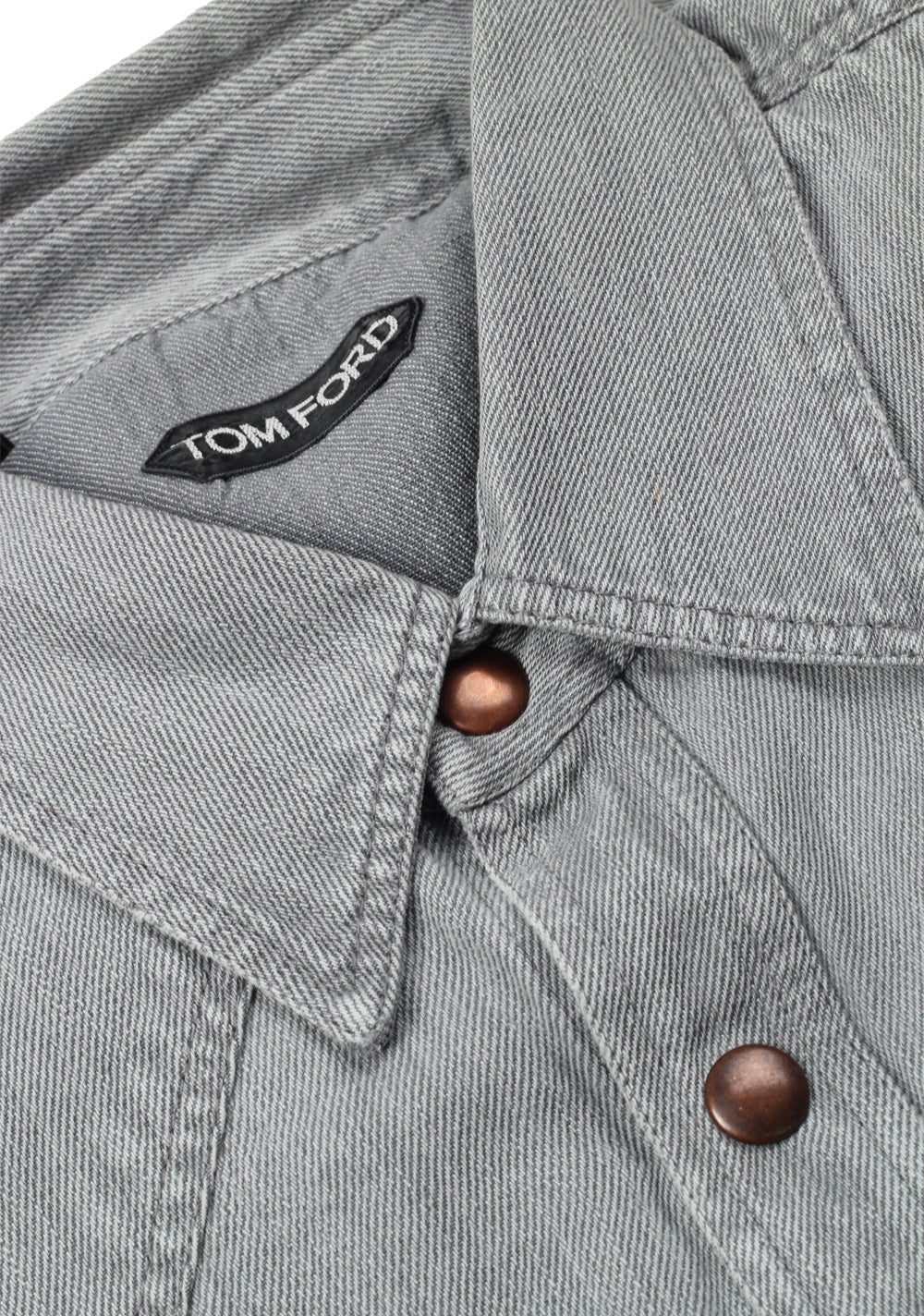 TOM FORD Solid Gray Denim Casual Shirt Size 40 / 15,75 U.S.