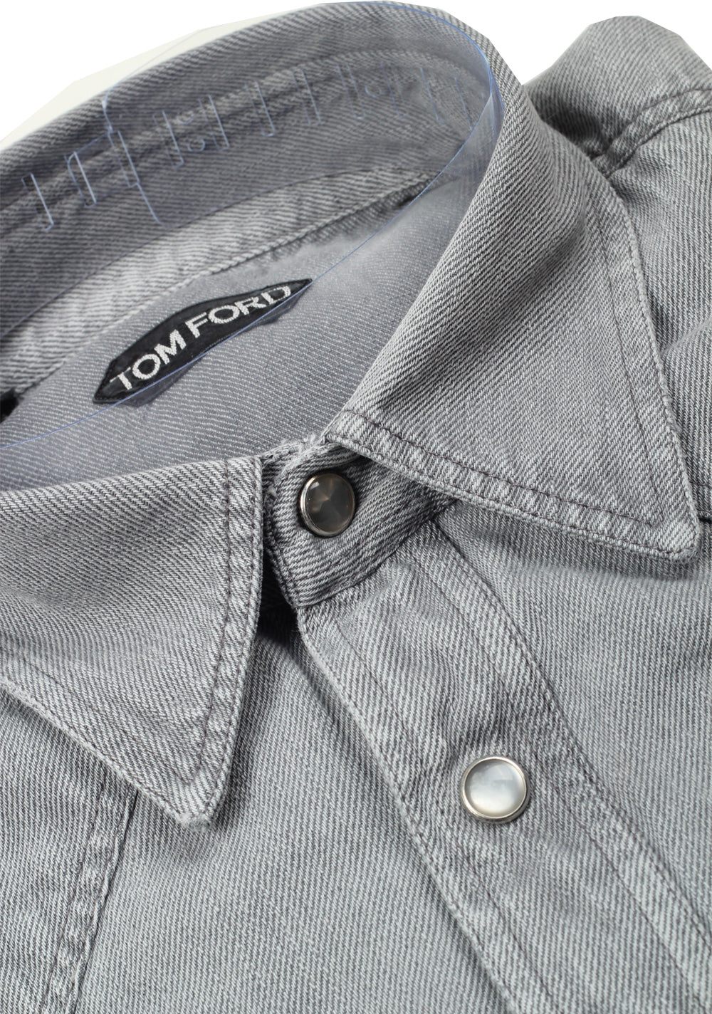 TOM FORD Solid Gray Denim Casual Shirt Size 40 / 15,75 U.S.