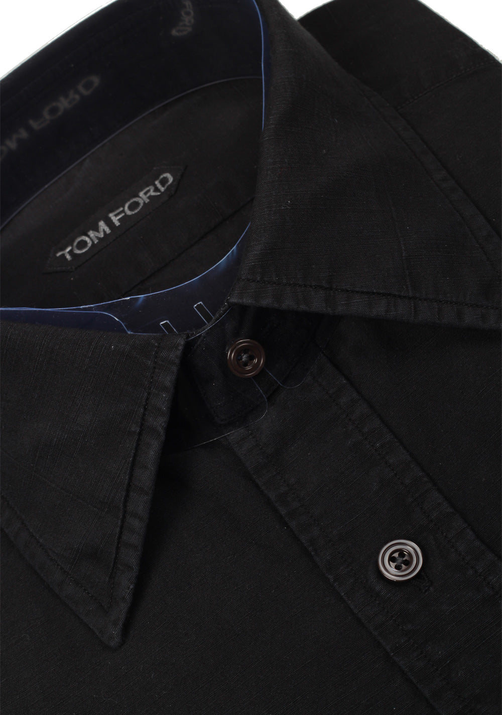 TOM FORD Solid Black Shirt Size 40 / 15,75 U.S.
