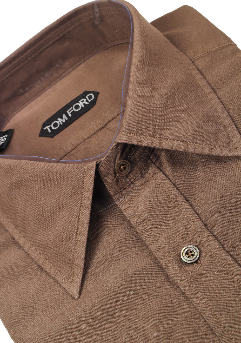 TOM FORD Solid Brown Dress Shirt Size 40 / 15,75 U.S.