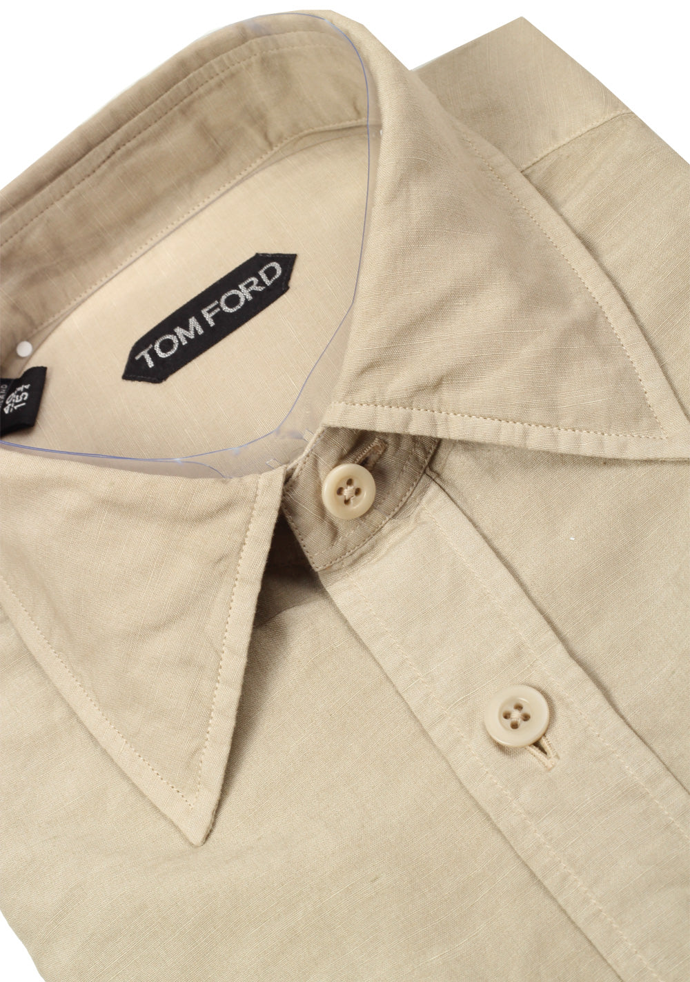 TOM FORD Solid Beige Casual Shirt Size 40 / 15,75 U.S.