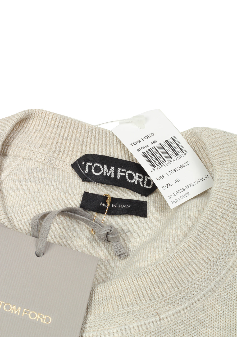 TOM FORD Gray Crew Neck Sweater Size 48 / 38R U.S. In Cotton