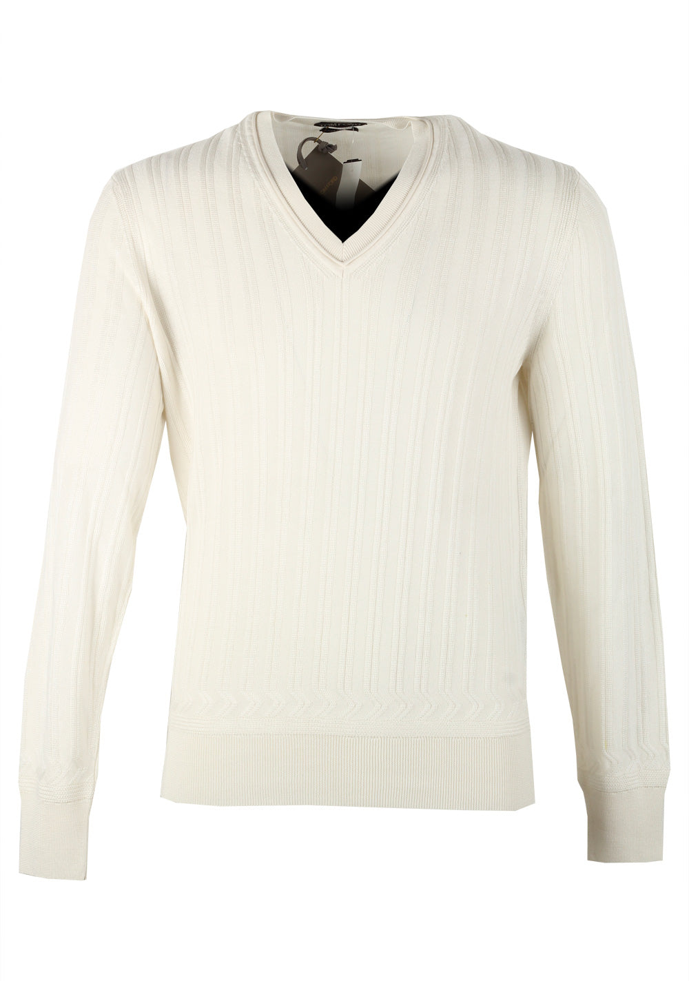 TOM FORD White V Neck Sweater Size 48 / 38R U.S. In Cashmere Silk