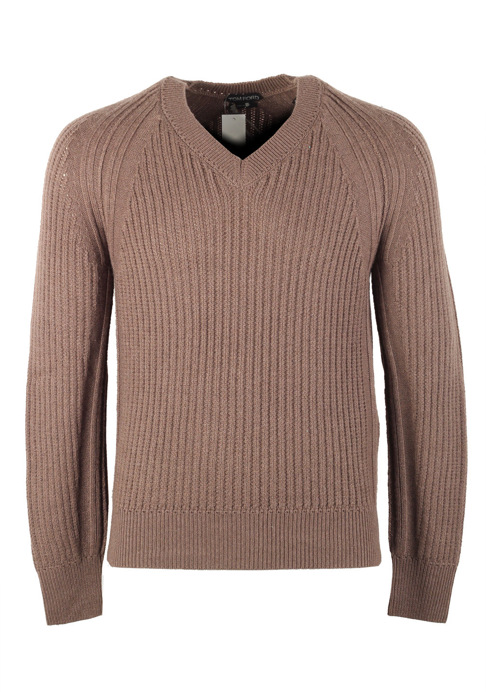 TOM FORD Brown V Neck Sweater Size 48 / 38R U.S. In Cashmere Silk
