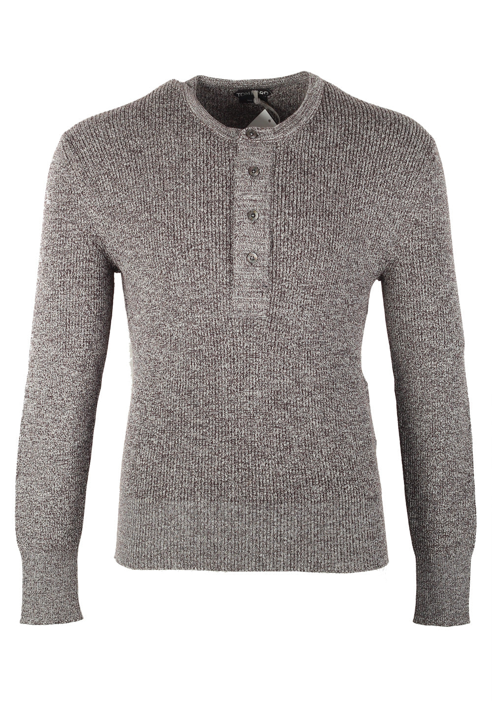 TOM FORD Gray Long Sleeve Henley Sweater Size 48 / 38R U.S. In Wool Silk
