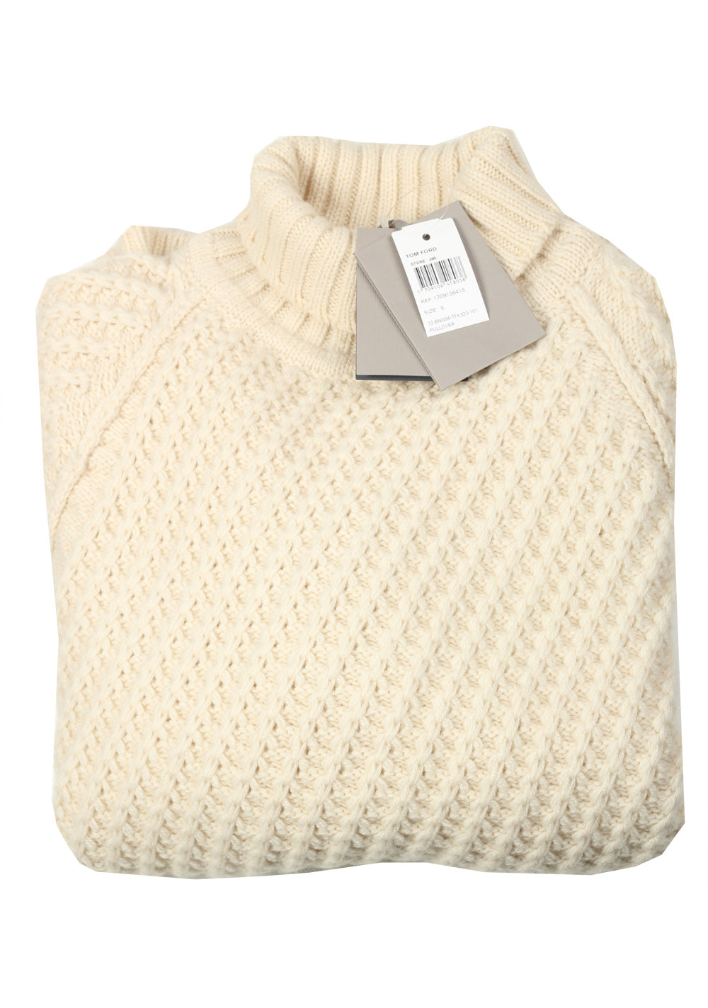 TOM FORD Off White Turtleneck Sweater Size 48 / 38R U.S. In Cashmere Wool