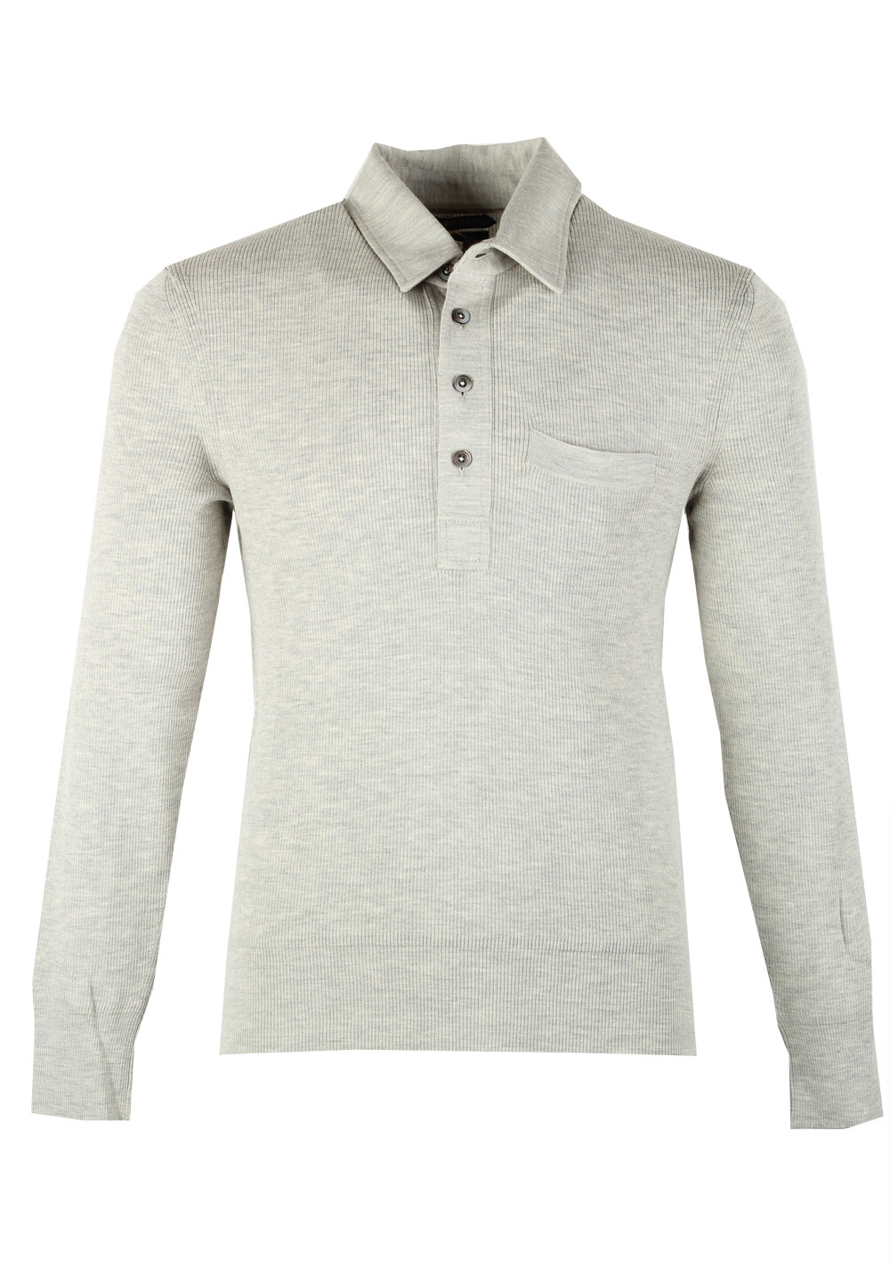 TOM FORD Gray Long Sleeve Polo Sweater Size 48 / 38R U.S. In Wool Silk
