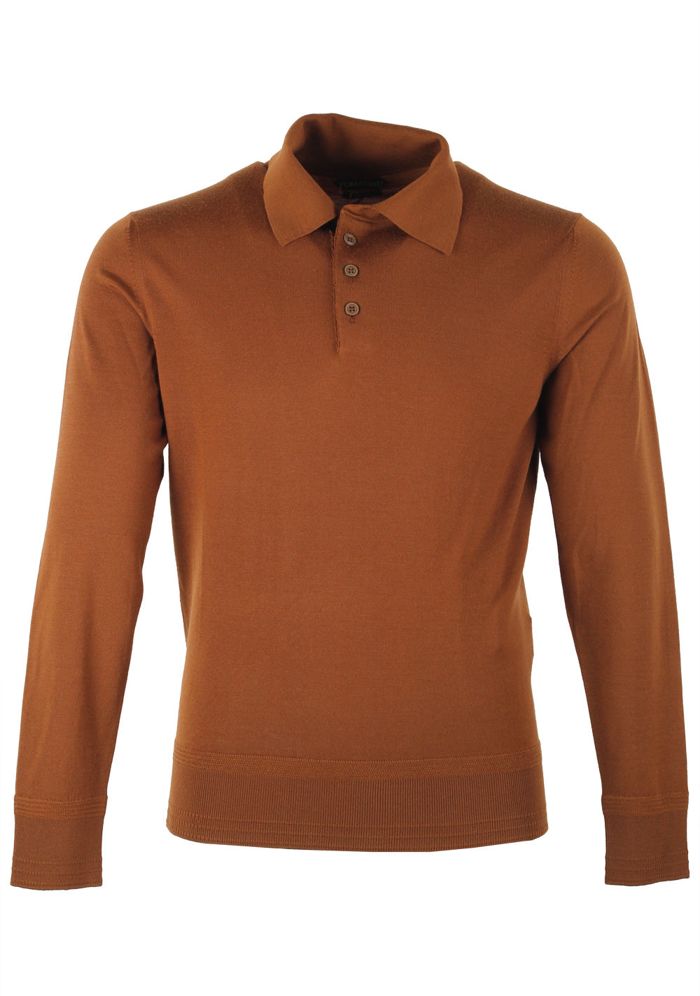 TOM FORD Brown Long Sleeve Polo Sweater Size 48 / 38R U.S. In Wool