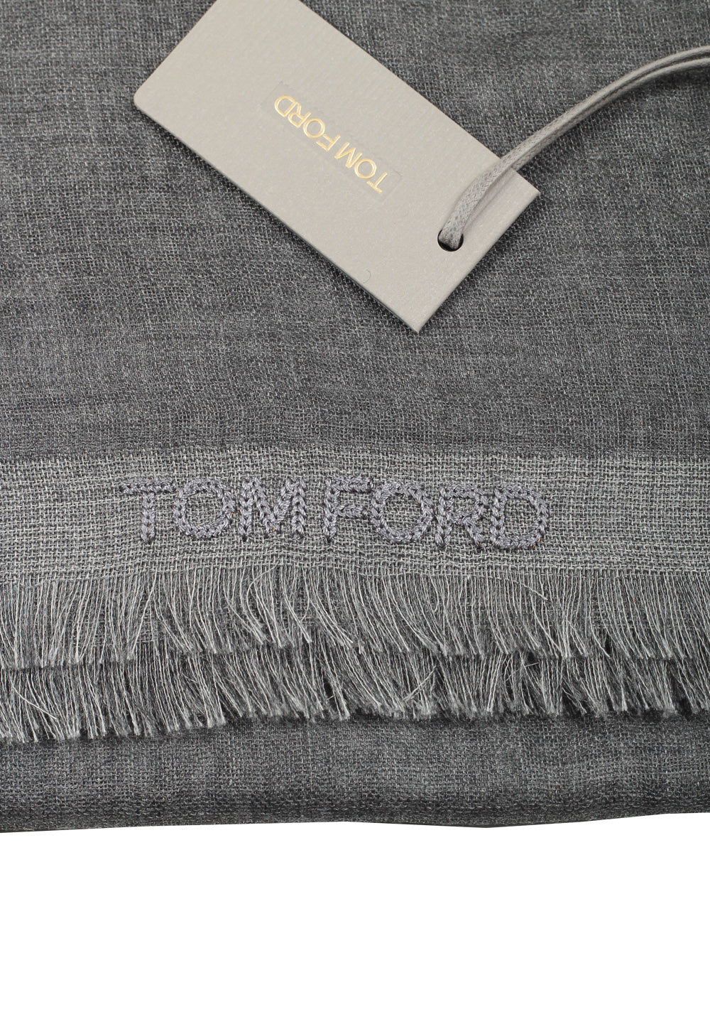 Tom Ford Gray Cashmere Silk Signature Scarf 75" / 24"