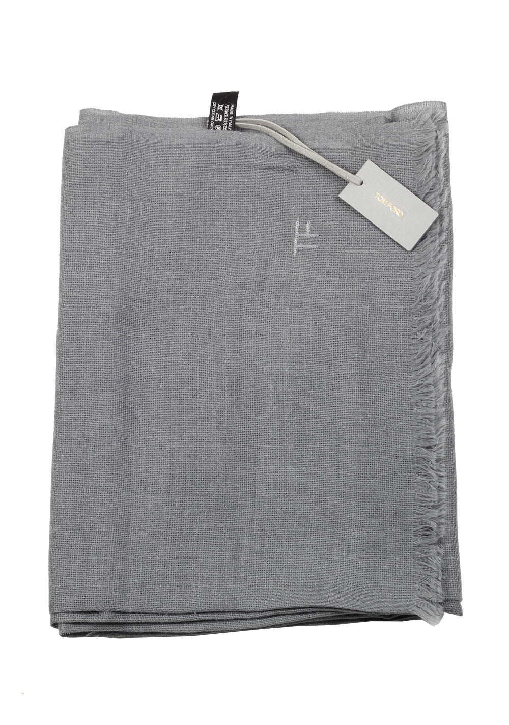 Tom Ford Gray Cashmere Cotton Signature Scarf 75" / 24"
