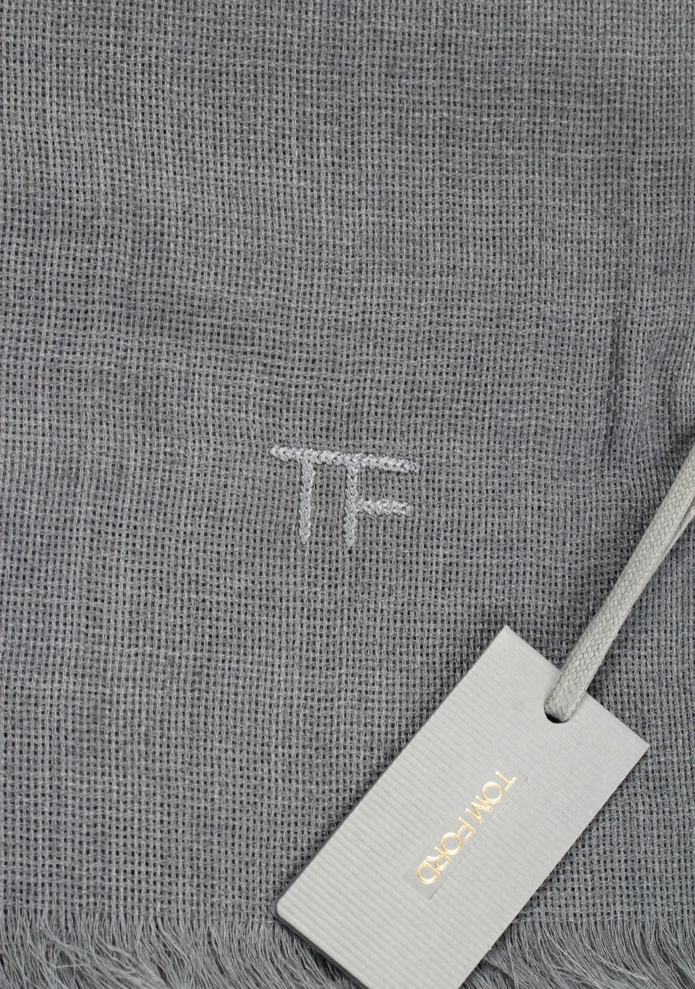 Tom Ford Gray Cashmere Cotton Signature Scarf 75" / 24"