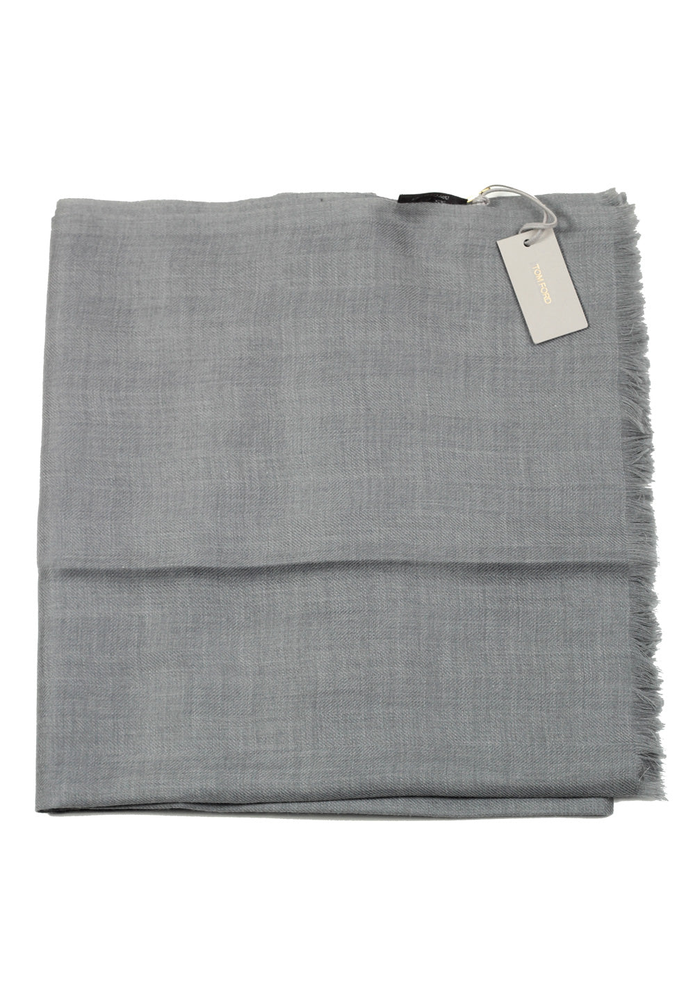 Tom Ford Gray Cashmere Cotton Signature Scarf 75" / 24"
