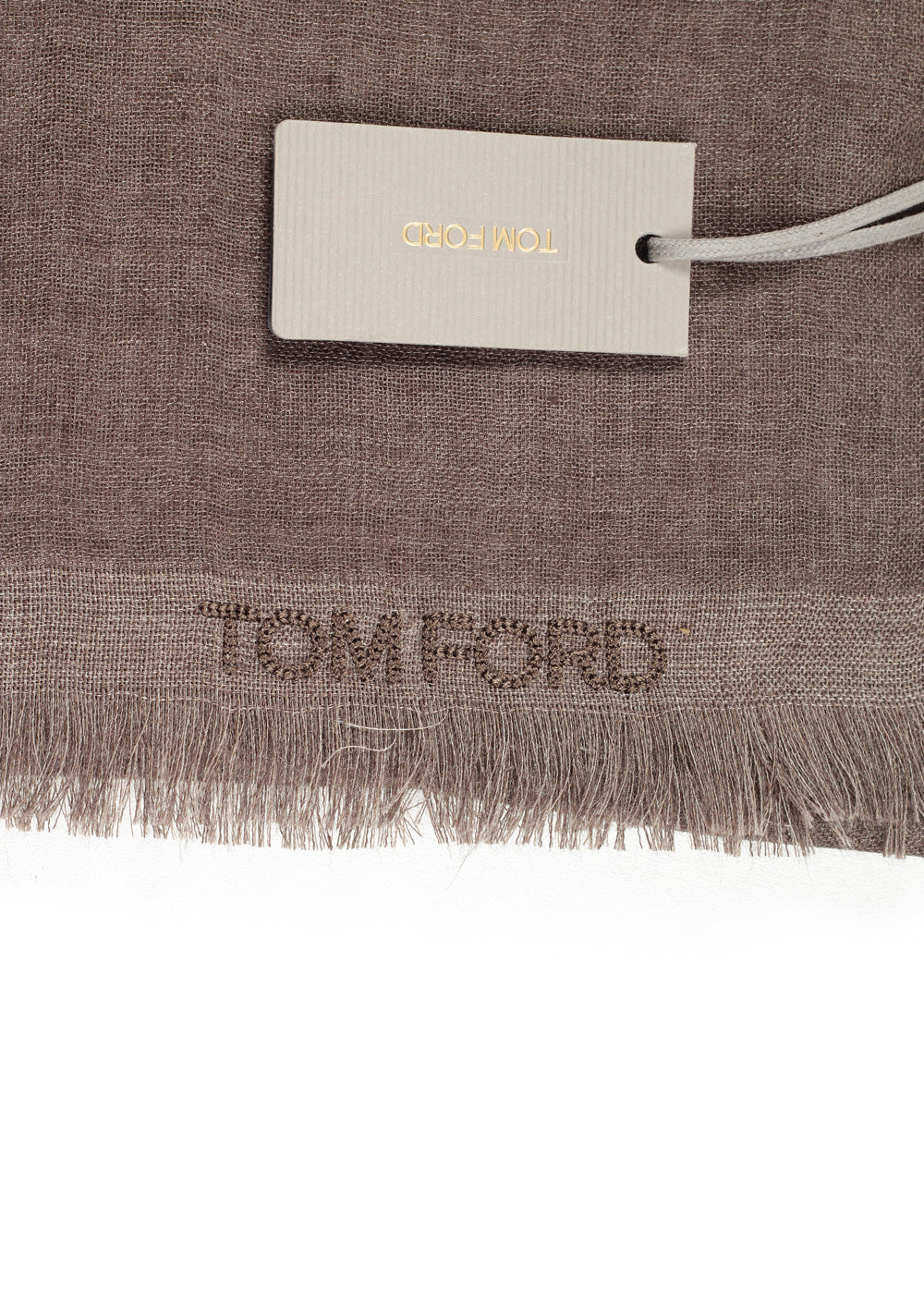 Tom Ford Brown Cashmere Silk Signature Scarf 75" / 24"