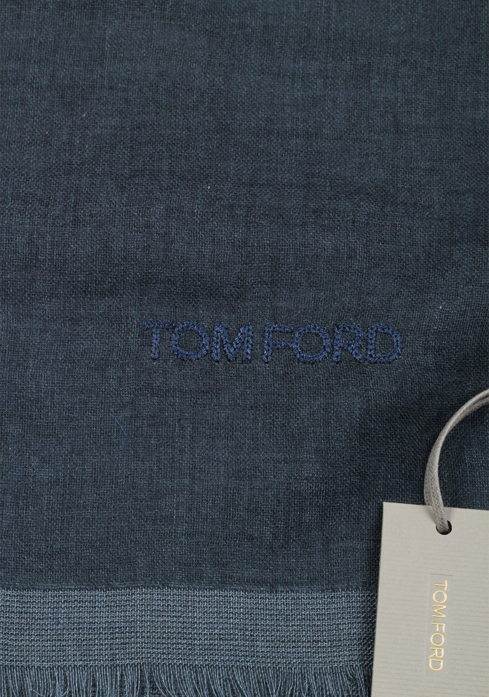 Tom Ford Blueish Gray Cashmere Silk Signature Scarf 75" / 24"