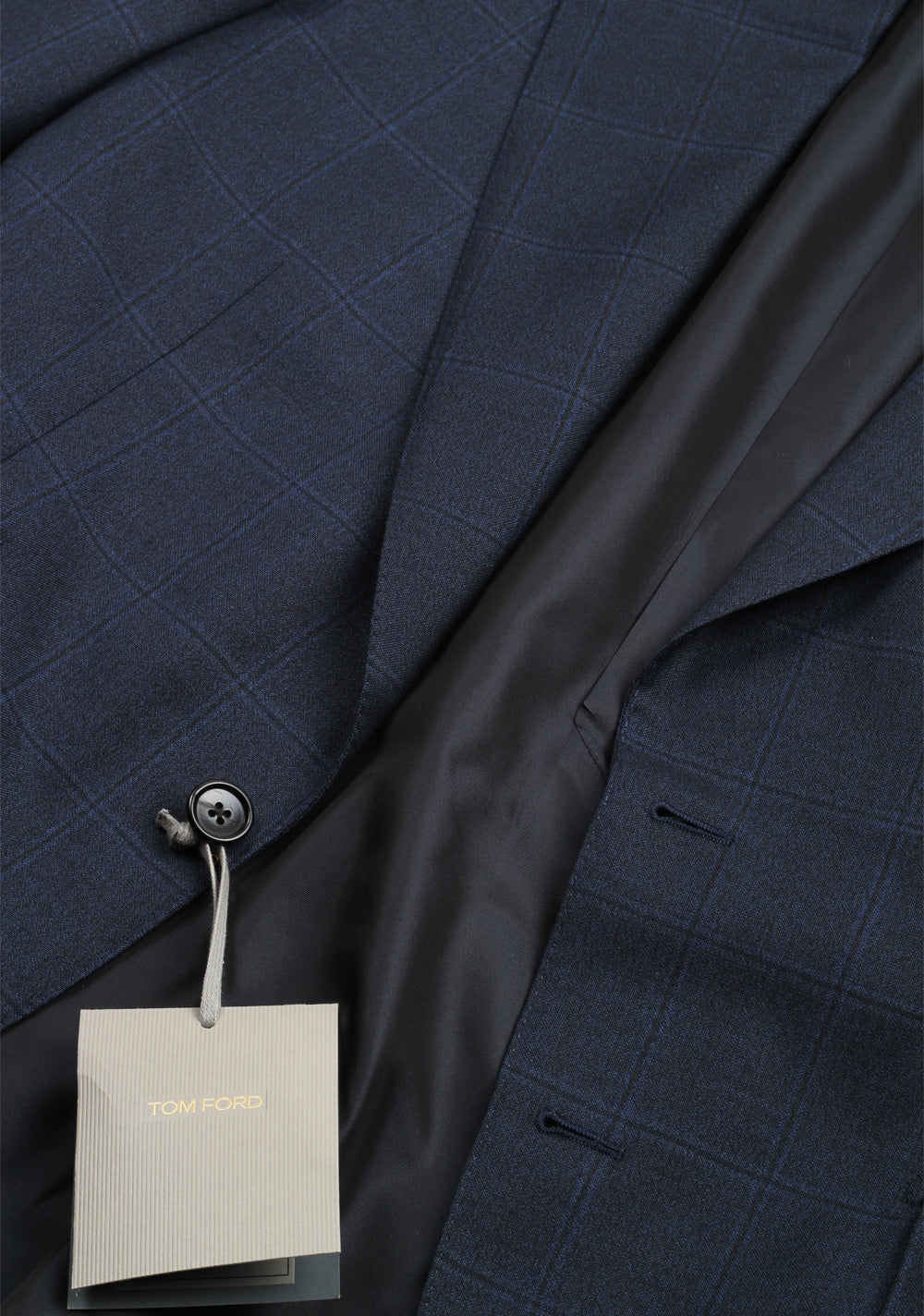 TOM FORD Shelton Blue Checked Suit Size 52 / 42R U.S. In Wool