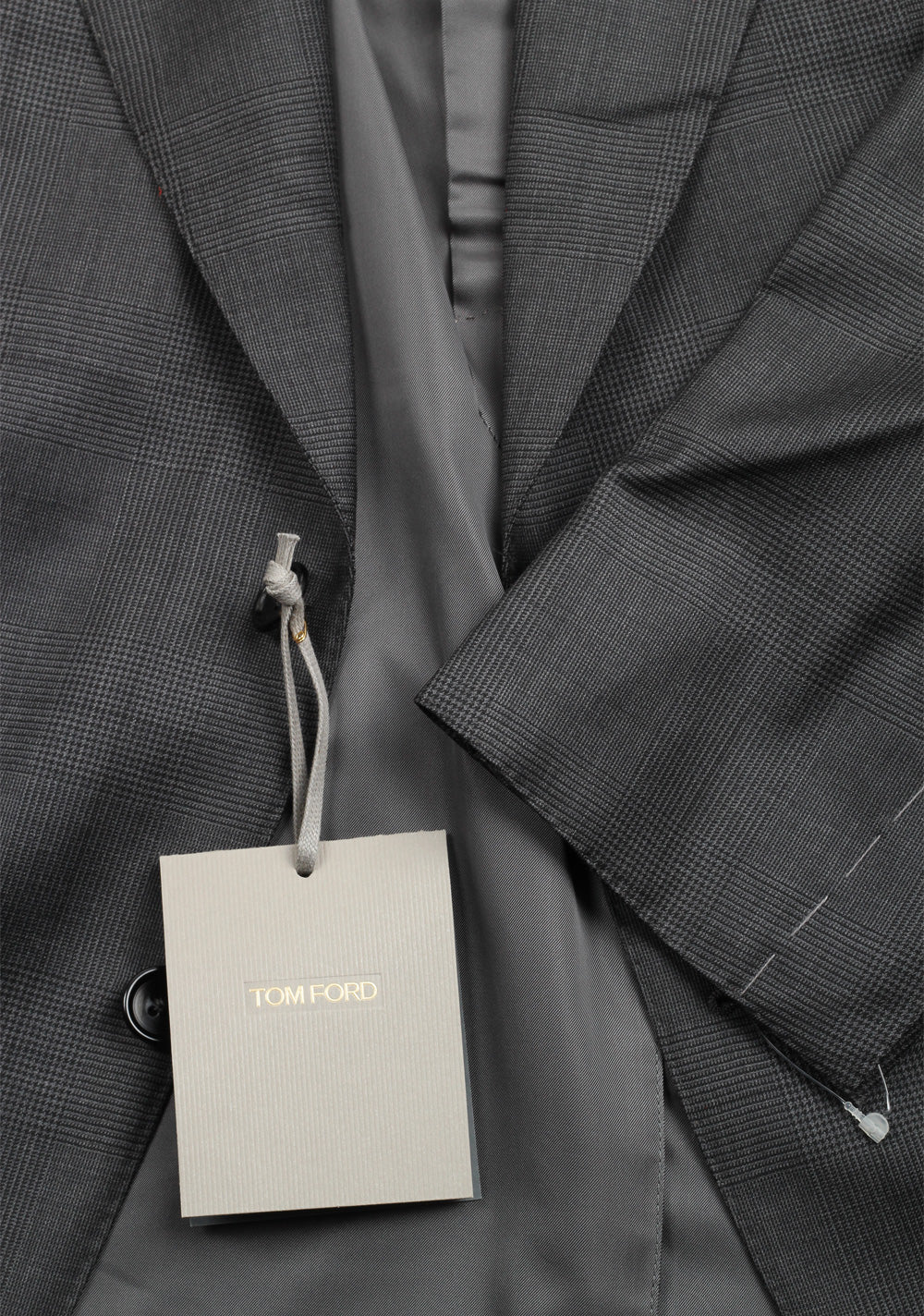 TOM FORD Shelton Checked Gray Suit Size 52 / 42R U.S. Wool Silk