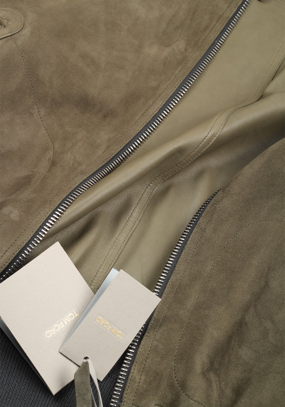 TOM FORD Taupe Leather Suede Jacket Coat Size 48 / 38R U.S. Outerwear