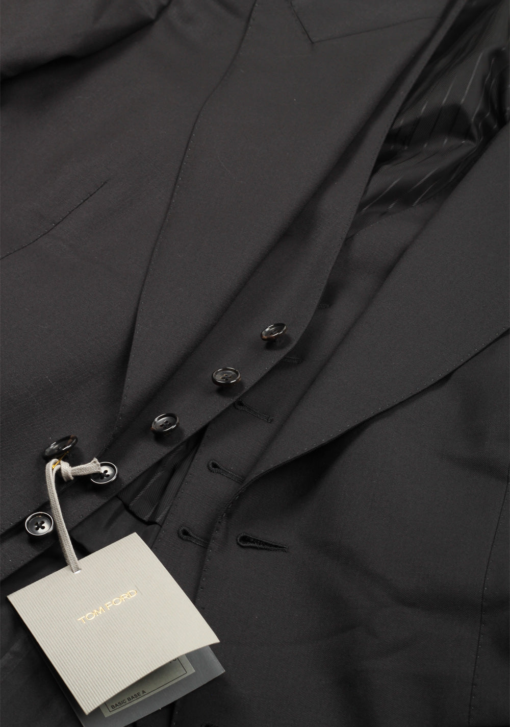 TOM FORD Windsor Black 3 Piece Suit Size 52 / 42R U.S. Wool