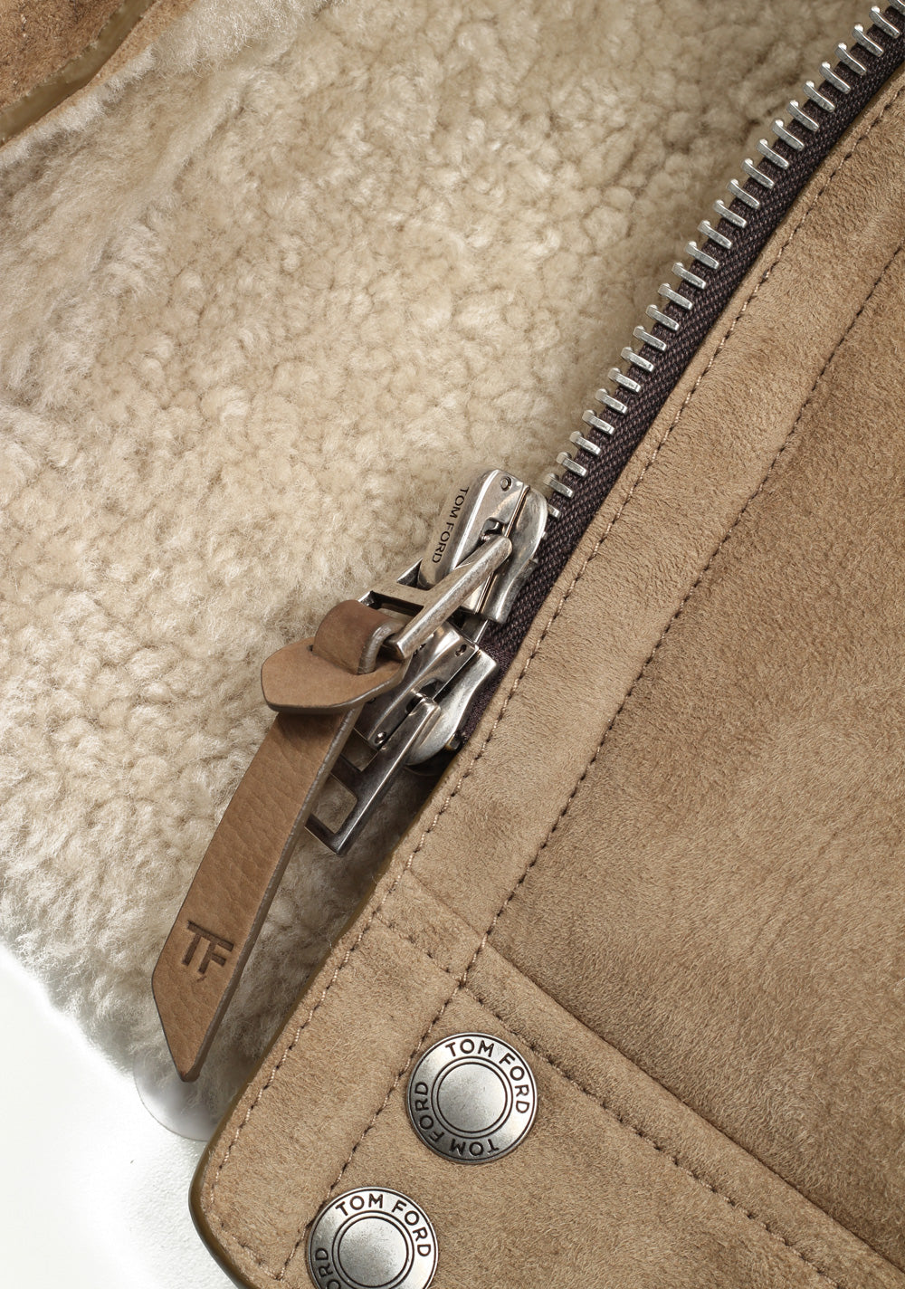 TOM FORD Sand Leather Suede Shearling Jacket Coat Size 48 / 38R U.S. Outerwear