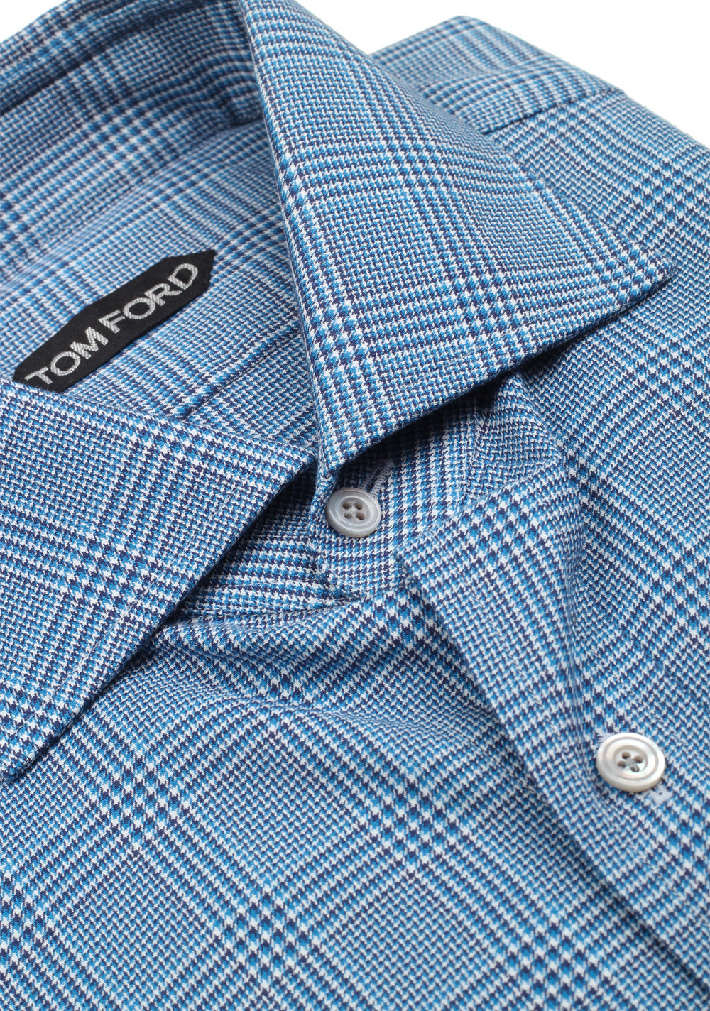TOM FORD Checked White Blue Shirt Size 41 / 16 U.S.