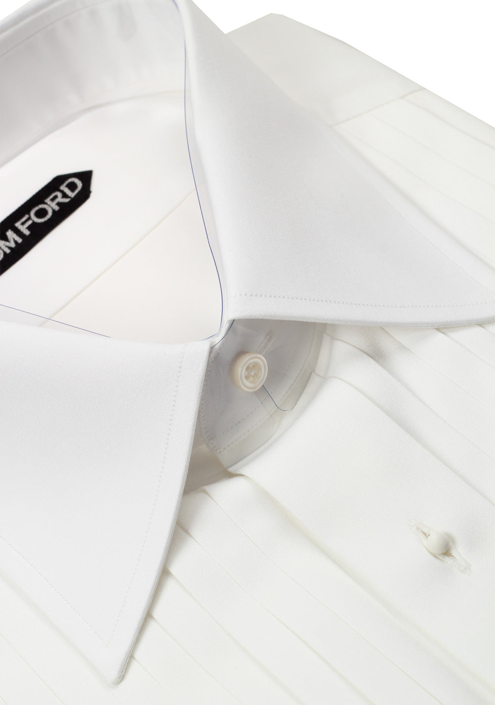 TOM FORD Solid White Signature Tuxedo Shirt With French Cuffs Slim Fit