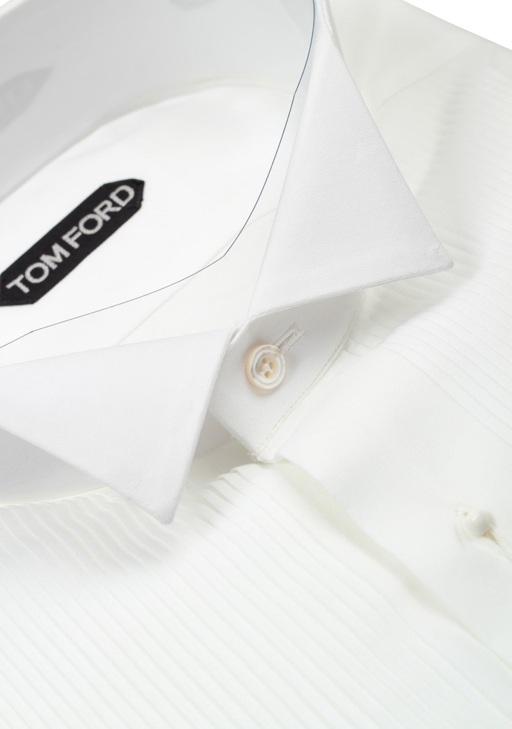 TOM FORD Solid White Signature Tuxedo Shirt With French Cuffs
