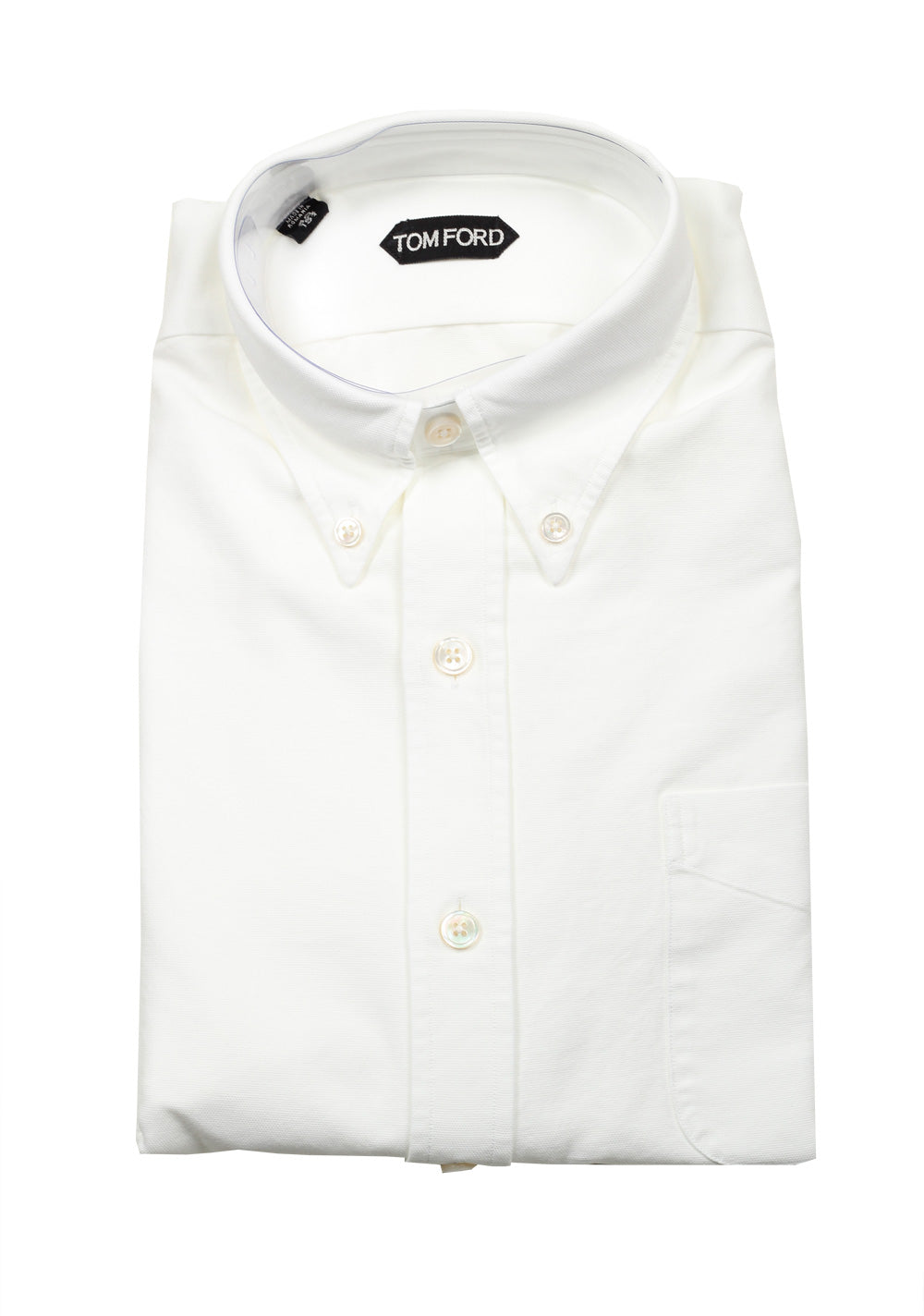 TOM FORD Solid White Casual Button Down Shirt Size 40 15,75