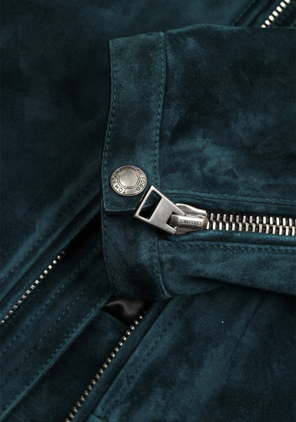 TOM FORD Teal Leather Suede Jacket Coat Size 50 / 40R U.S. Outerwear