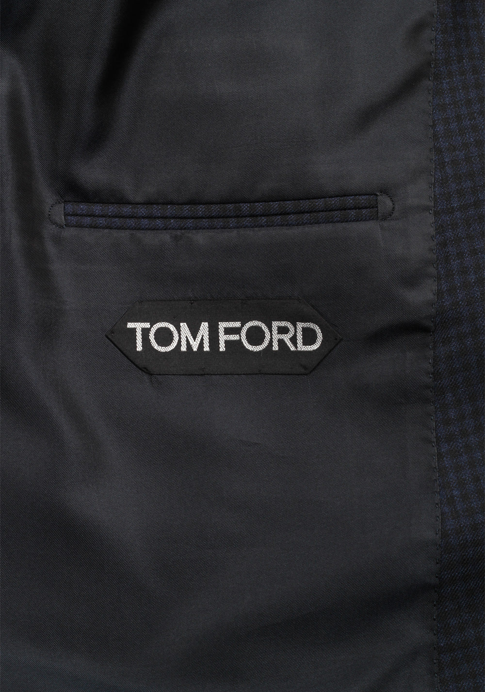 TOM FORD Shelton Checked Blue Suit Size 54 / 44R U.S. In Wool Silk