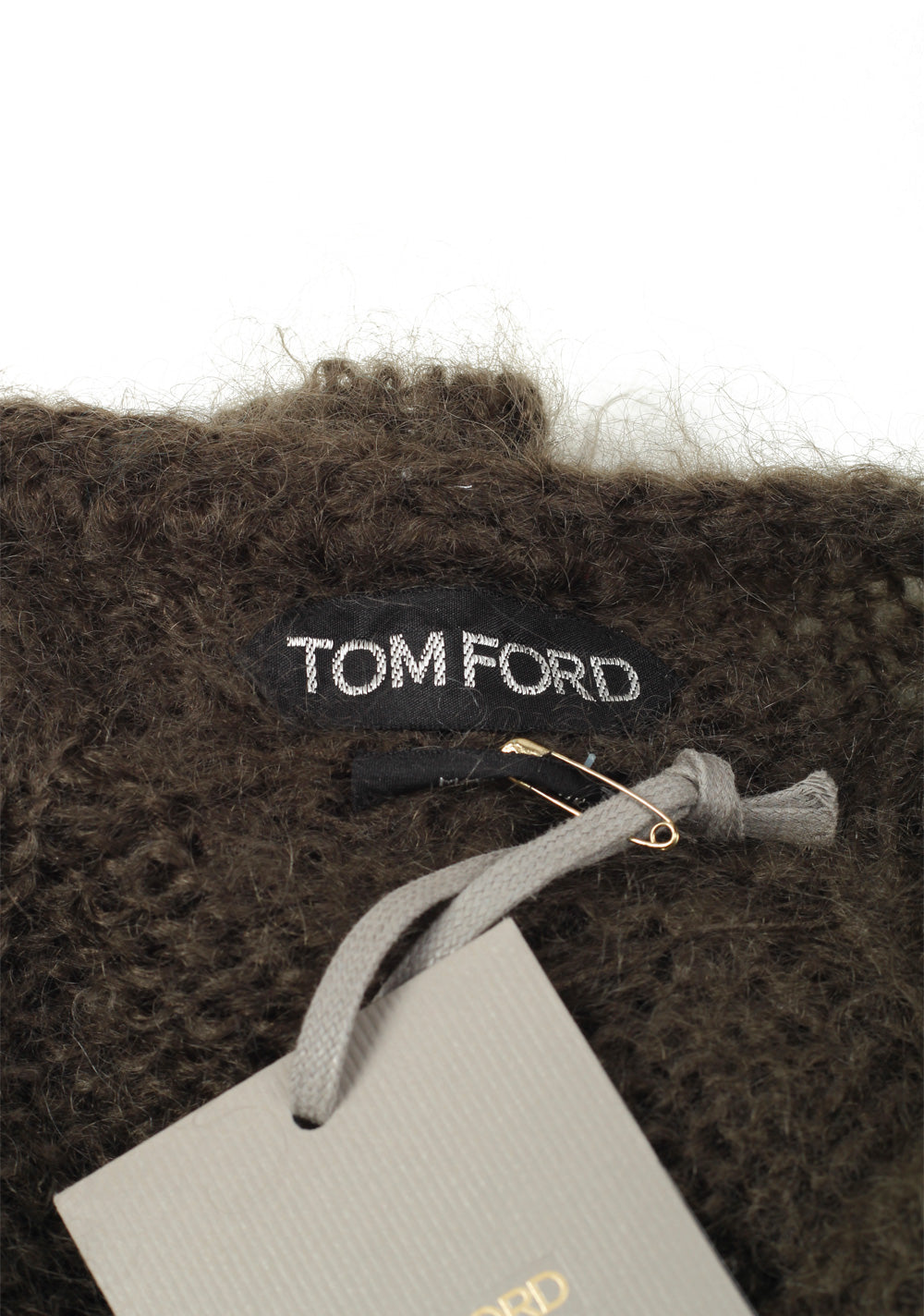 TOM FORD Brownish Green Crew Neck Cable Sweater