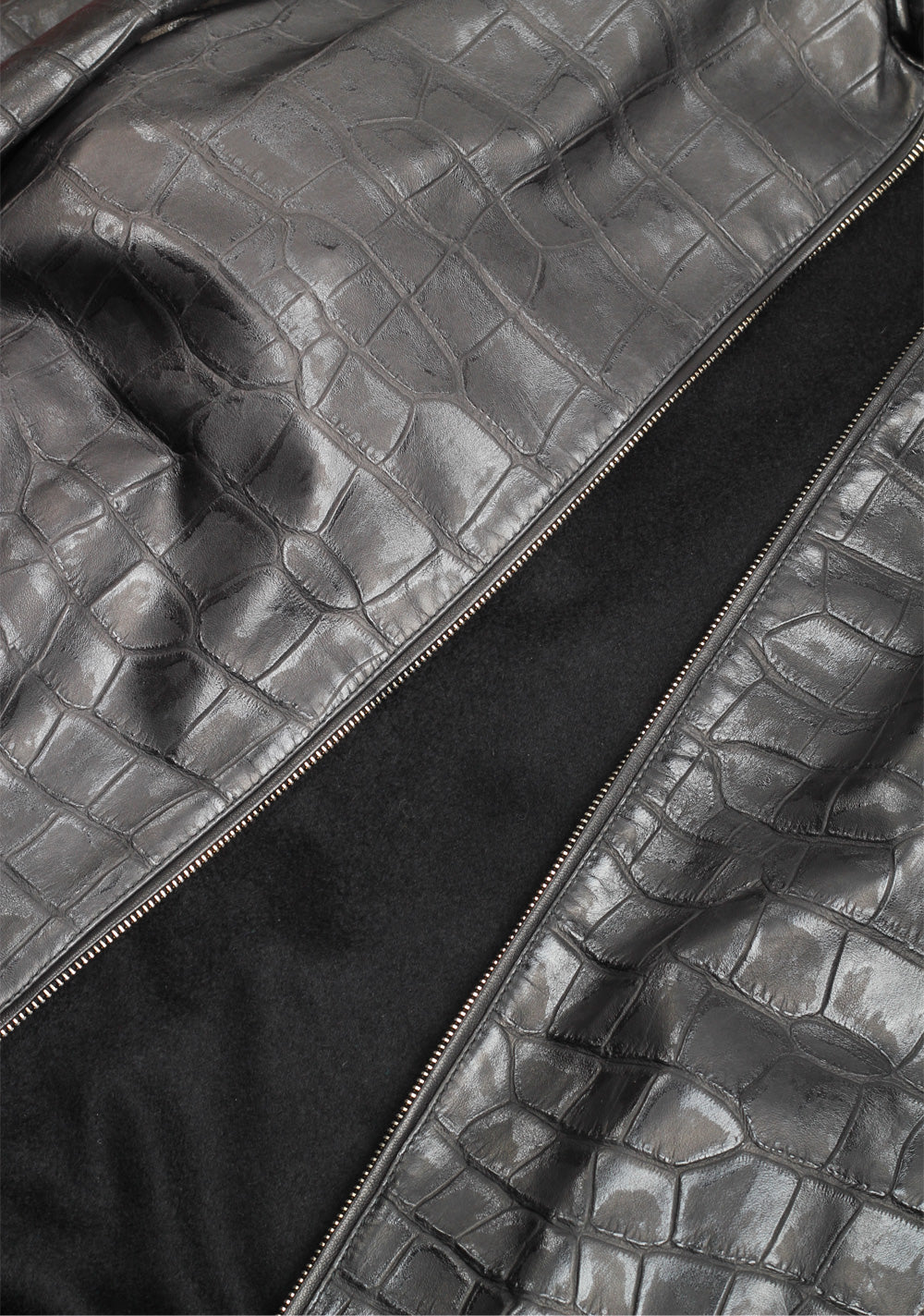 Ermenegildo Zegna Black Embossed Alligator Leather Coat Size 48 / 38R U.S.