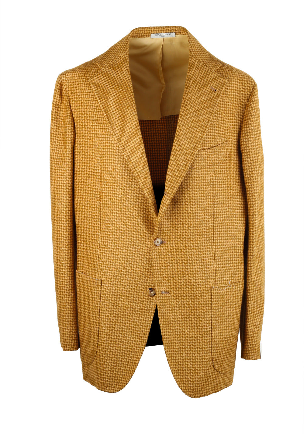 Orazio Luciano Mustard Houndstooth Sport Coat