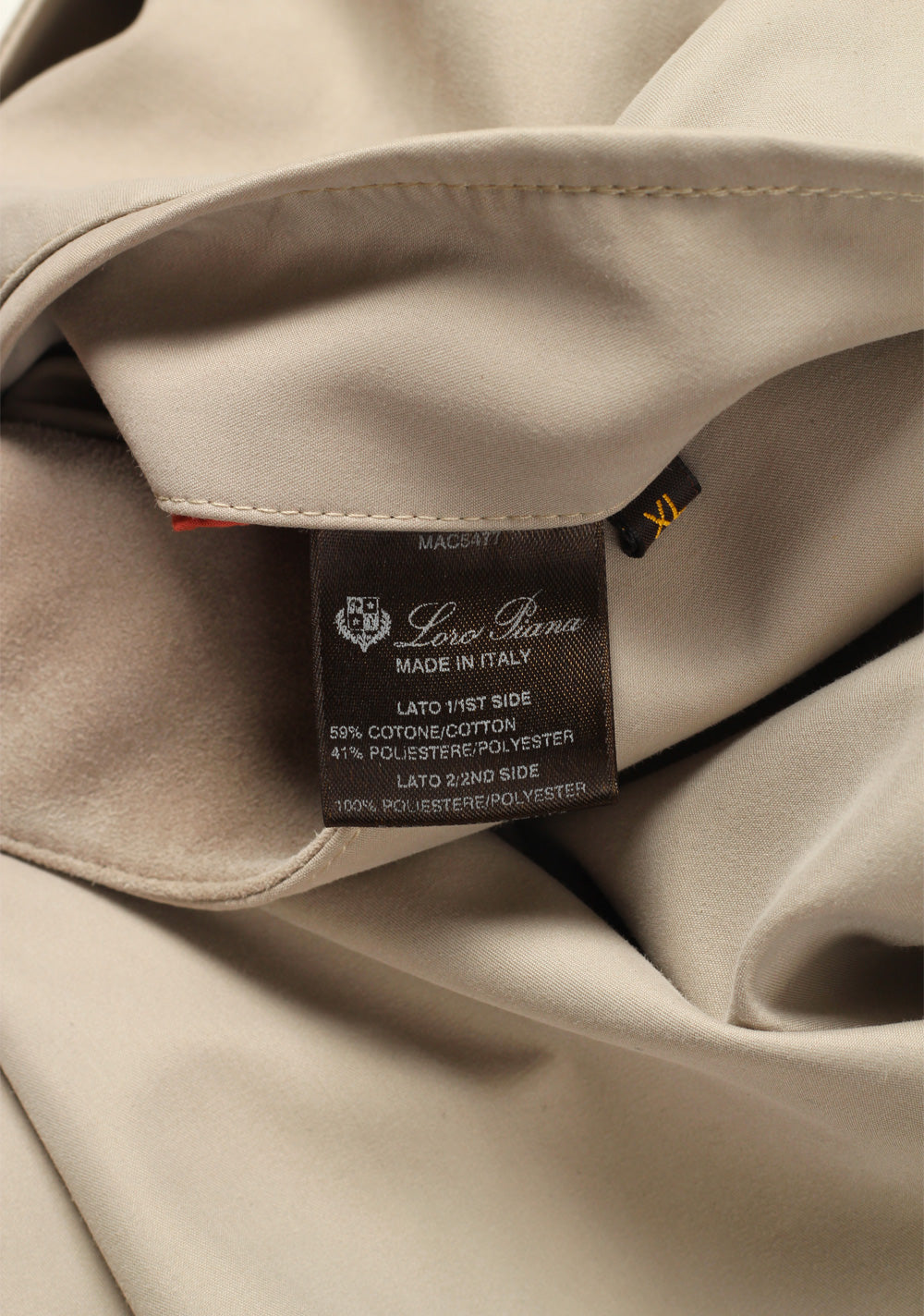 Loro Piana Beige Storm System Rain Coat Size XL / 54 / 44R U.S.