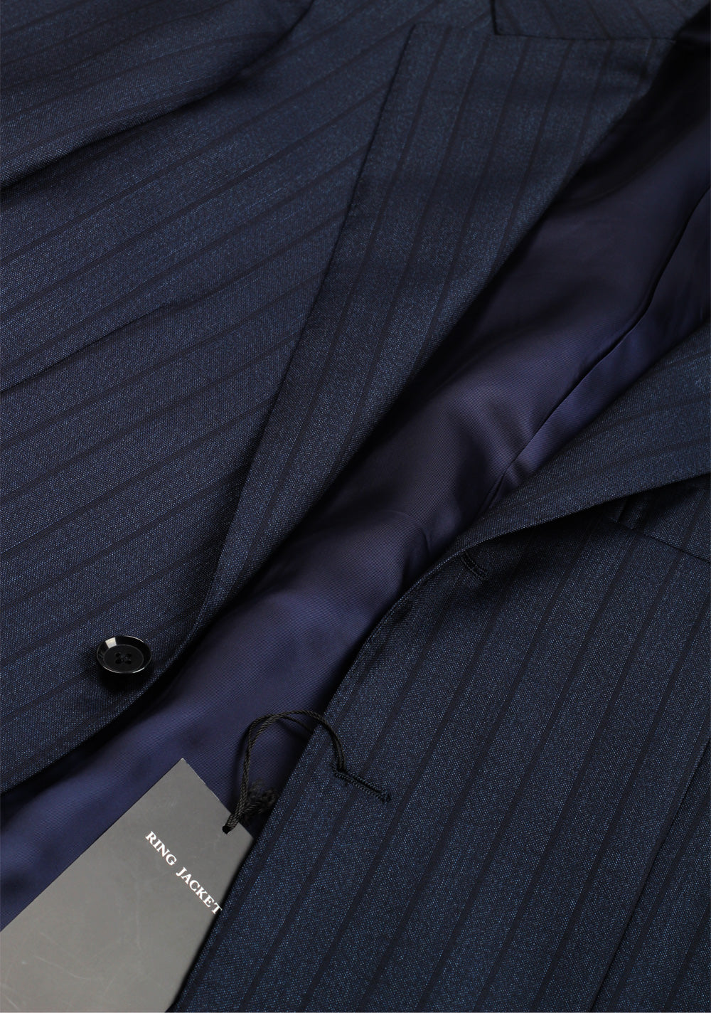 Ring Jacket Blue Striped Suit Size 44 / 34R U.S.