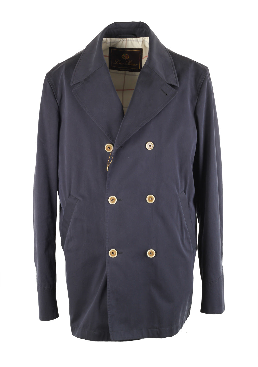 Loro Piana Blue Double Breasted Coat Size L / 52 IT / 42R U.S. Outerwear