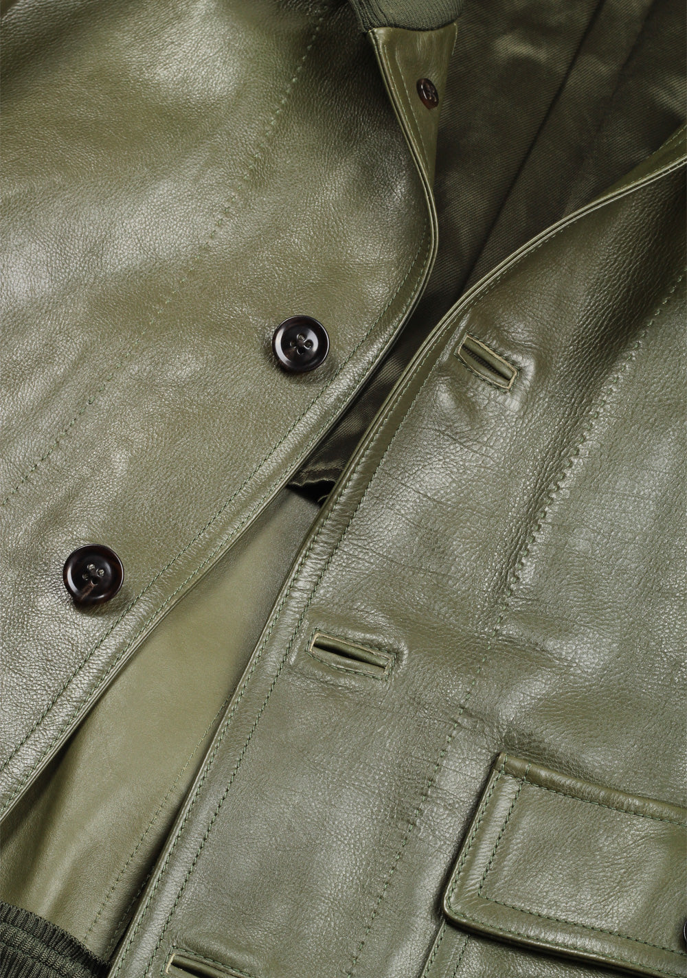 TOM FORD Green Leather Jacket Coat Size 48 / 38R U.S. Outerwear
